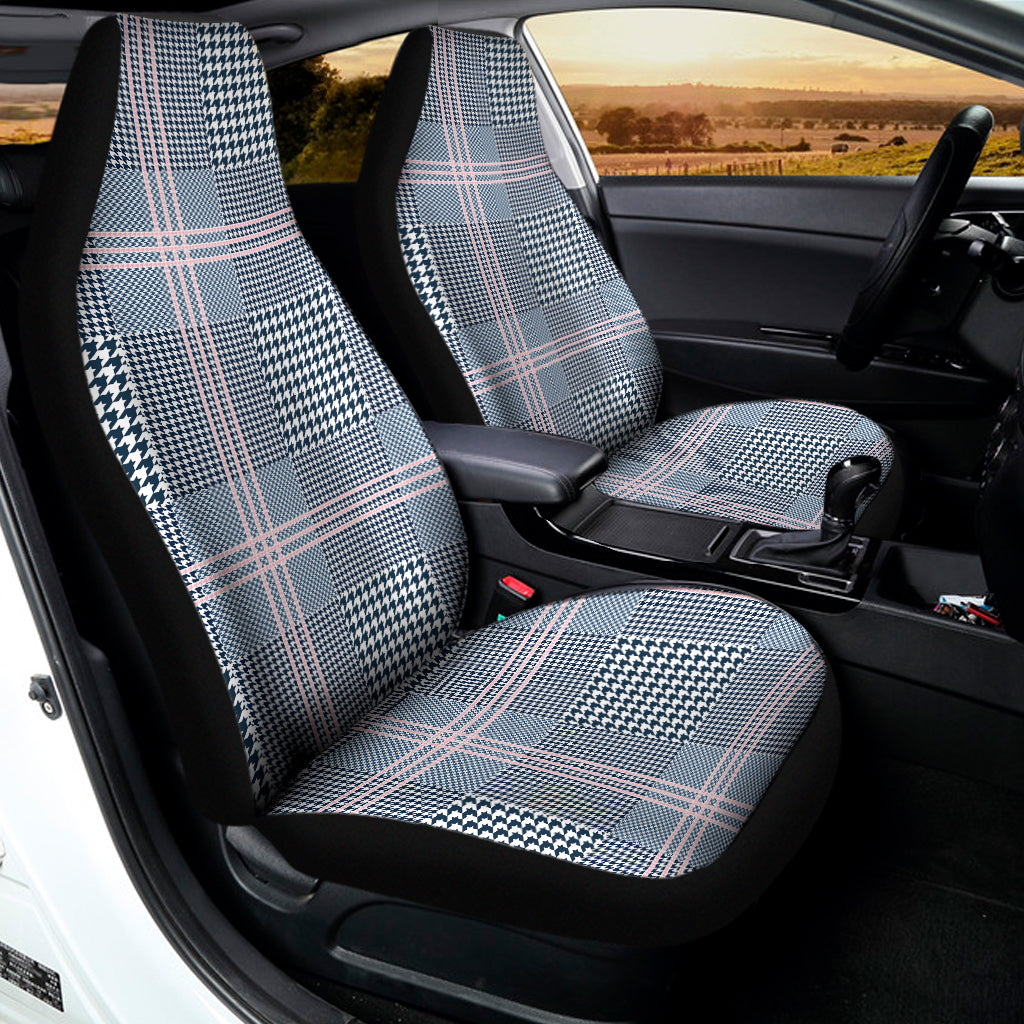 Navy And White Glen Plaid Print Universal Fit Car Seat Covers