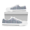 Navy And White Glen Plaid Print White Low Top Sneakers