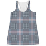 Navy And White Glen Plaid Print Women's Racerback Tank Top