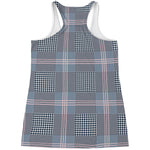 Navy And White Glen Plaid Print Women's Racerback Tank Top