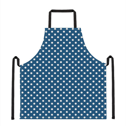 Navy And White Polka Dot Pattern Print Apron