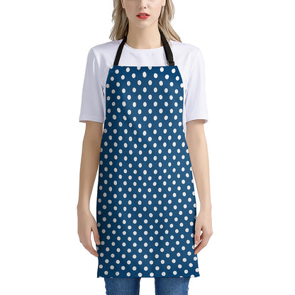 Navy And White Polka Dot Pattern Print Apron