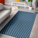 Navy And White Polka Dot Pattern Print Area Rug