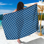 Navy And White Polka Dot Pattern Print Beach Sarong Wrap