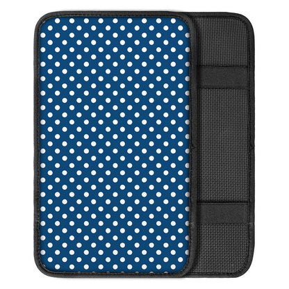 Navy And White Polka Dot Pattern Print Car Center Console Cover