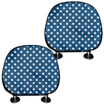 Navy And White Polka Dot Pattern Print Car Headrest Covers