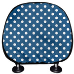 Navy And White Polka Dot Pattern Print Car Headrest Covers