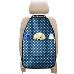 Navy And White Polka Dot Pattern Print Car Seat Organizers