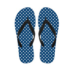 Navy And White Polka Dot Pattern Print Flip Flops