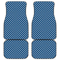 Navy And White Polka Dot Pattern Print Front and Back Car Floor Mats