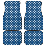Navy And White Polka Dot Pattern Print Front and Back Car Floor Mats
