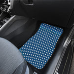 Navy And White Polka Dot Pattern Print Front and Back Car Floor Mats