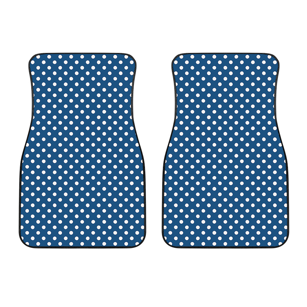 Navy And White Polka Dot Pattern Print Front Car Floor Mats