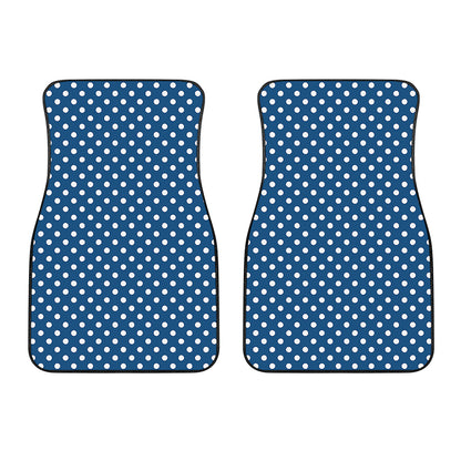 Navy And White Polka Dot Pattern Print Front Car Floor Mats