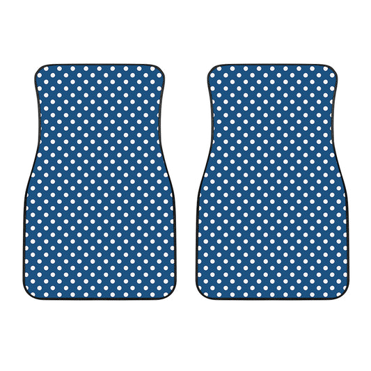Navy And White Polka Dot Pattern Print Front Car Floor Mats