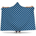 Navy And White Polka Dot Pattern Print Hooded Blanket