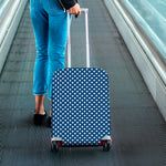 Navy And White Polka Dot Pattern Print Luggage Cover
