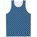 Navy And White Polka Dot Pattern Print Men's Tank Top