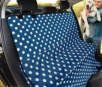 Navy And White Polka Dot Pattern Print Pet Car Back Seat Cover
