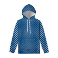 Navy And White Polka Dot Pattern Print Pullover Hoodie