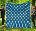 Navy And White Polka Dot Pattern Print Quilt