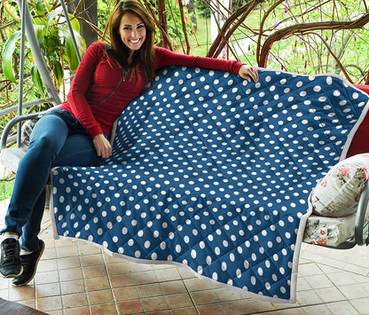 Navy And White Polka Dot Pattern Print Quilt