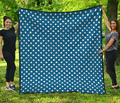 Navy And White Polka Dot Pattern Print Quilt