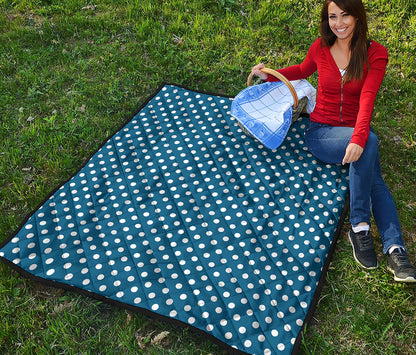 Navy And White Polka Dot Pattern Print Quilt