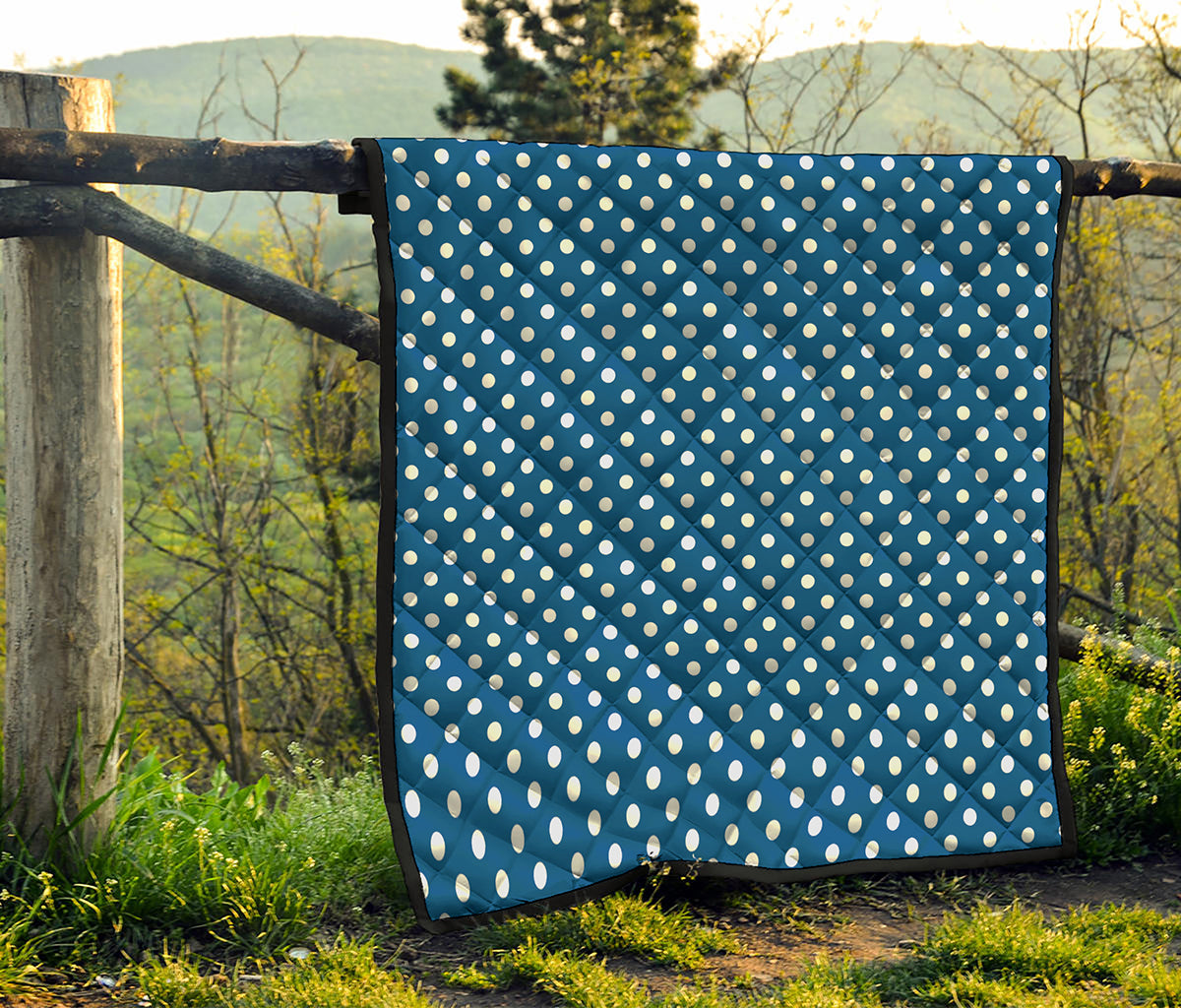 Navy And White Polka Dot Pattern Print Quilt