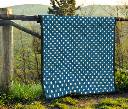 Navy And White Polka Dot Pattern Print Quilt