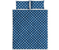 Navy And White Polka Dot Pattern Print Quilt Bed Set