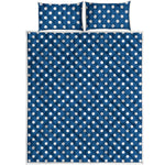 Navy And White Polka Dot Pattern Print Quilt Bed Set