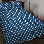 Navy And White Polka Dot Pattern Print Quilt Bed Set
