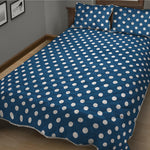 Navy And White Polka Dot Pattern Print Quilt Bed Set