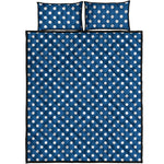 Navy And White Polka Dot Pattern Print Quilt Bed Set