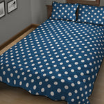 Navy And White Polka Dot Pattern Print Quilt Bed Set