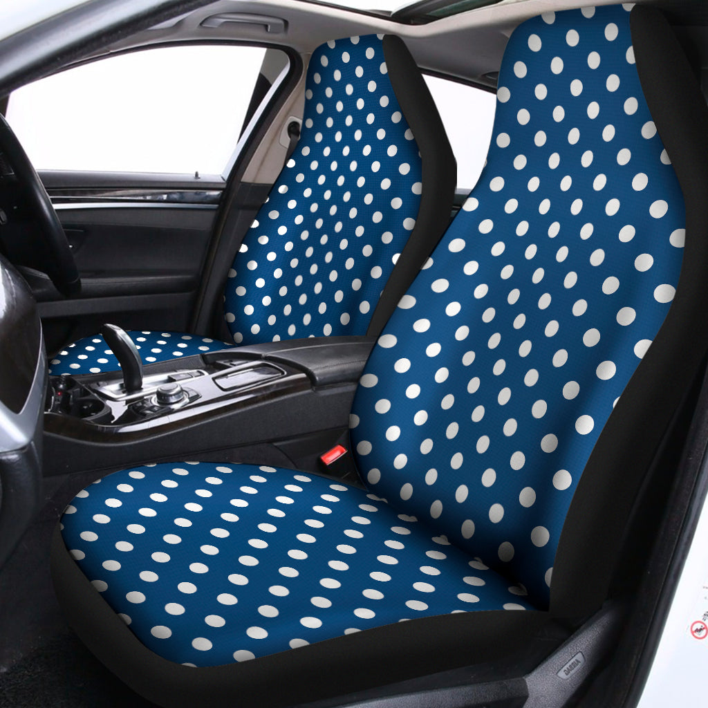 Navy And White Polka Dot Pattern Print Universal Fit Car Seat Covers