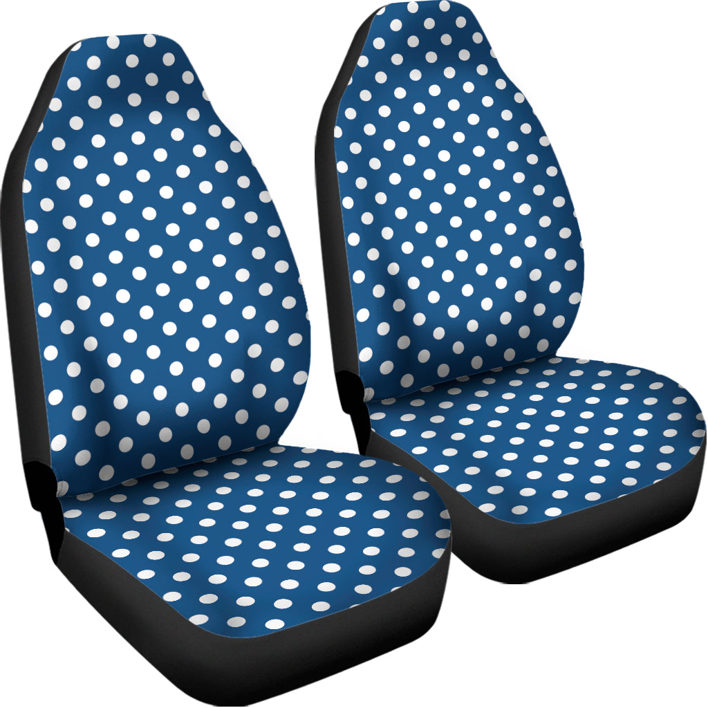 Navy And White Polka Dot Pattern Print Universal Fit Car Seat Covers