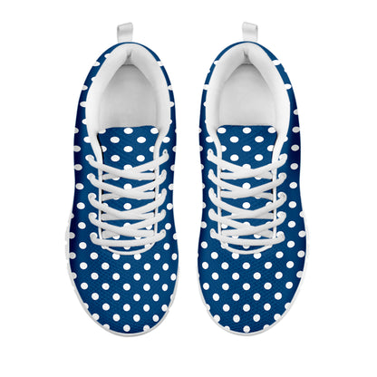 Navy And White Polka Dot Pattern Print White Sneakers