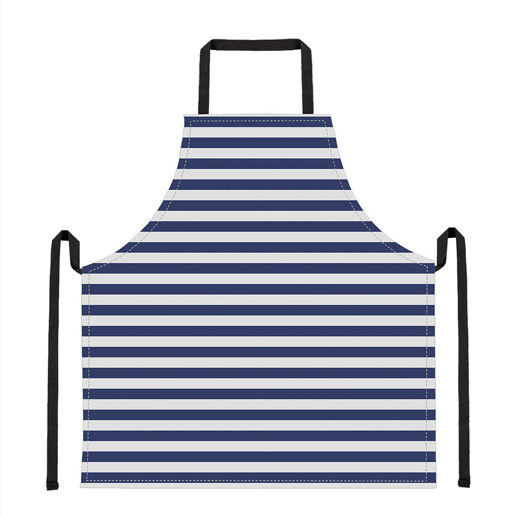 Navy And White Striped Pattern Print Apron