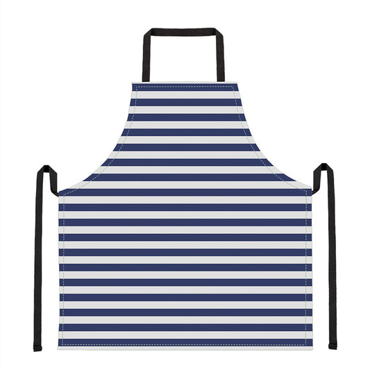 Navy And White Striped Pattern Print Apron