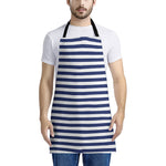 Navy And White Striped Pattern Print Apron