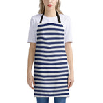 Navy And White Striped Pattern Print Apron