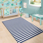 Navy And White Striped Pattern Print Area Rug