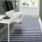 Navy And White Striped Pattern Print Area Rug