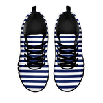 Navy And White Striped Pattern Print Black Sneakers
