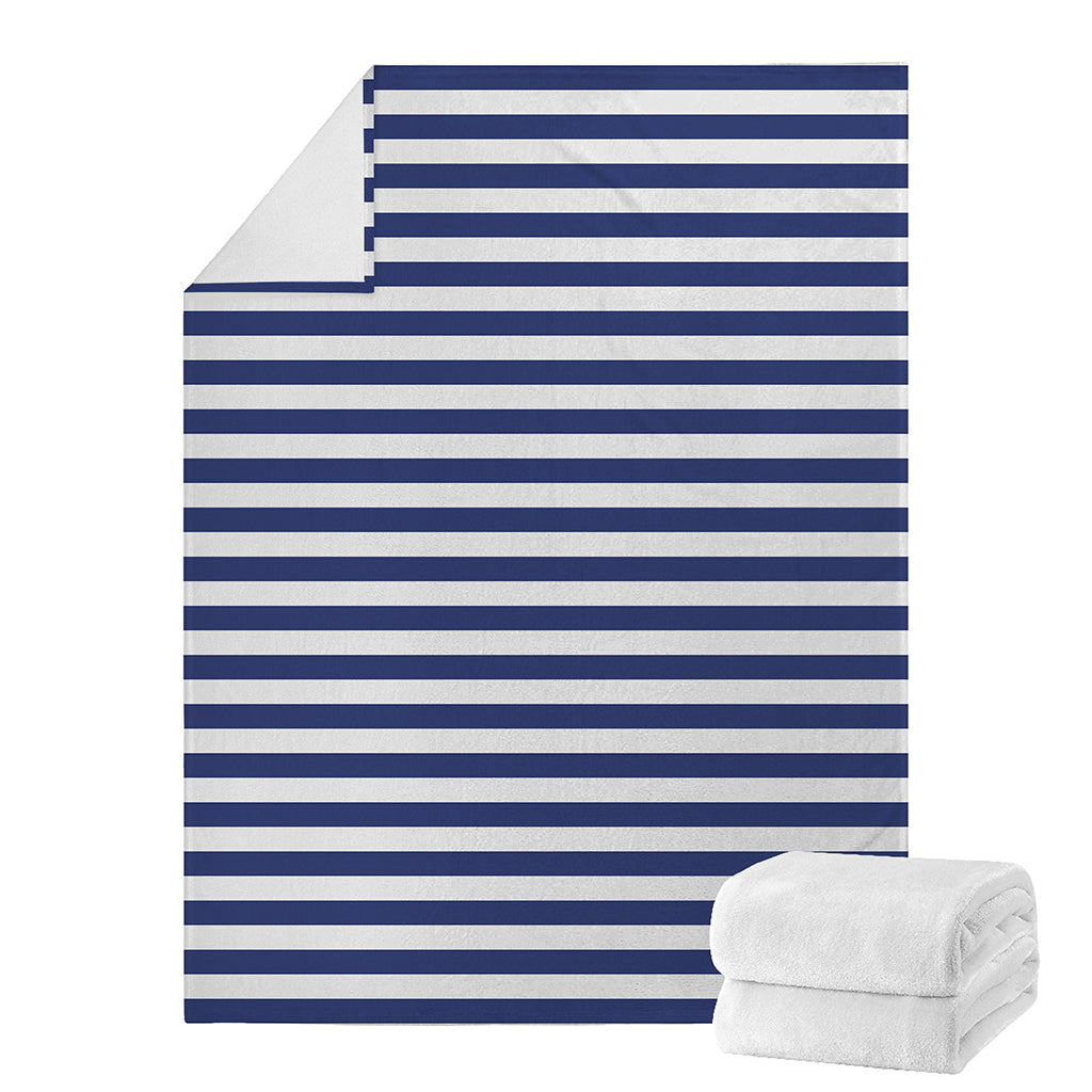 Navy And White Striped Pattern Print Blanket