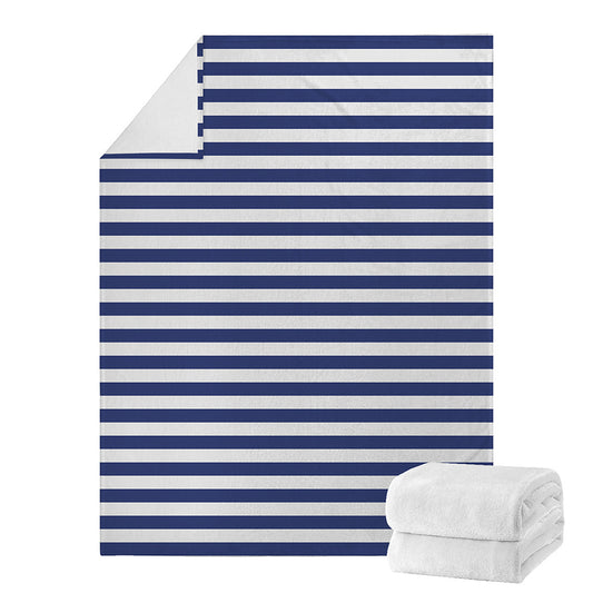 Navy And White Striped Pattern Print Blanket