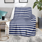 Navy And White Striped Pattern Print Blanket