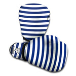 Navy And White Striped Pattern Print Boxing Gloves